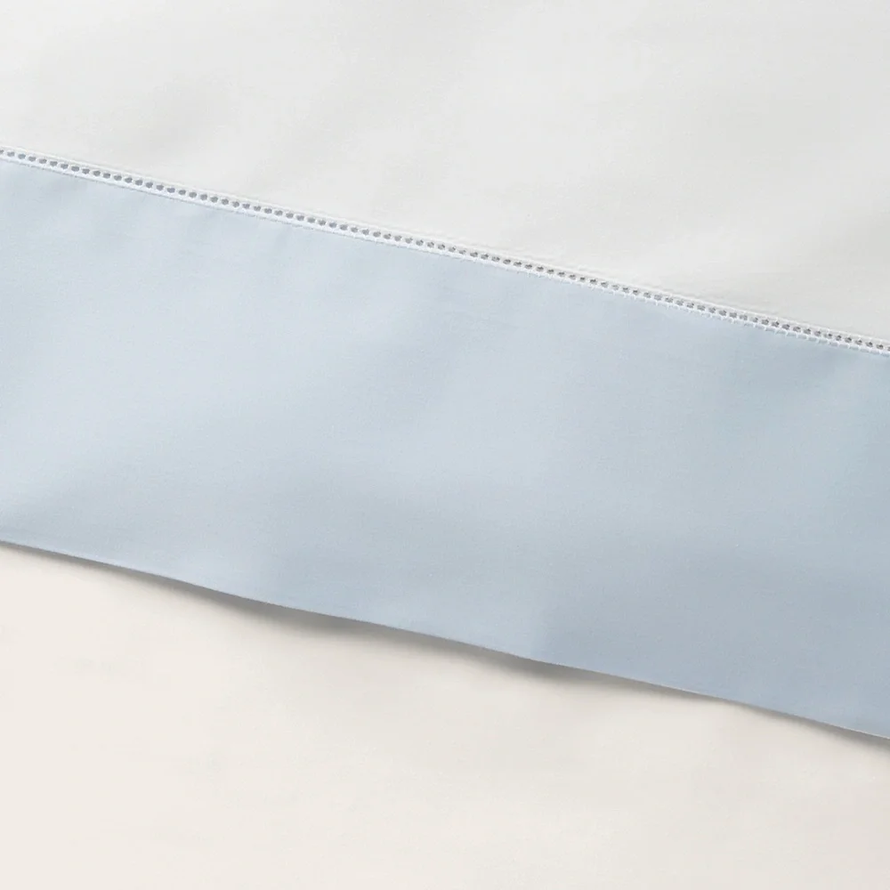 Ralph Lauren RL Organic Sateen Border King Flat Sheet Blue NWT $215